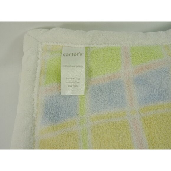Carter's Plush Baby Blanket Pastel Colors Unisex Yellow Green Pink Blue 28x40 - Picture 4 of 7